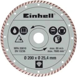 Einhell Diamanttrennscheibe 200 Mm X 25,4 Mm Turbo