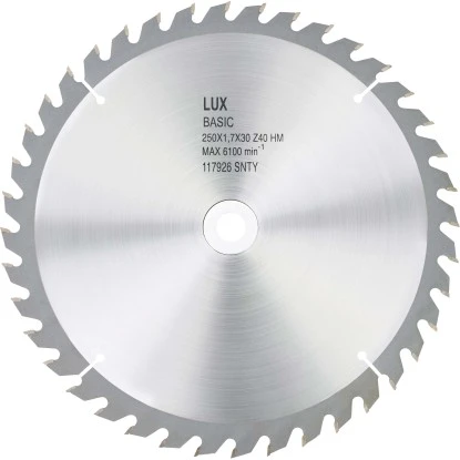 LUX HM-Kreissägeblatt Holz Ø 255 Mm 40 Zähne 3 LUX HM-Kreissägeblatt Holz Ø 255 Mm 40 Zähne